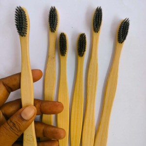 Bamboo Toothbrush soft Natural Brown & Charcoal bristles | NATURAL (pack of 6)